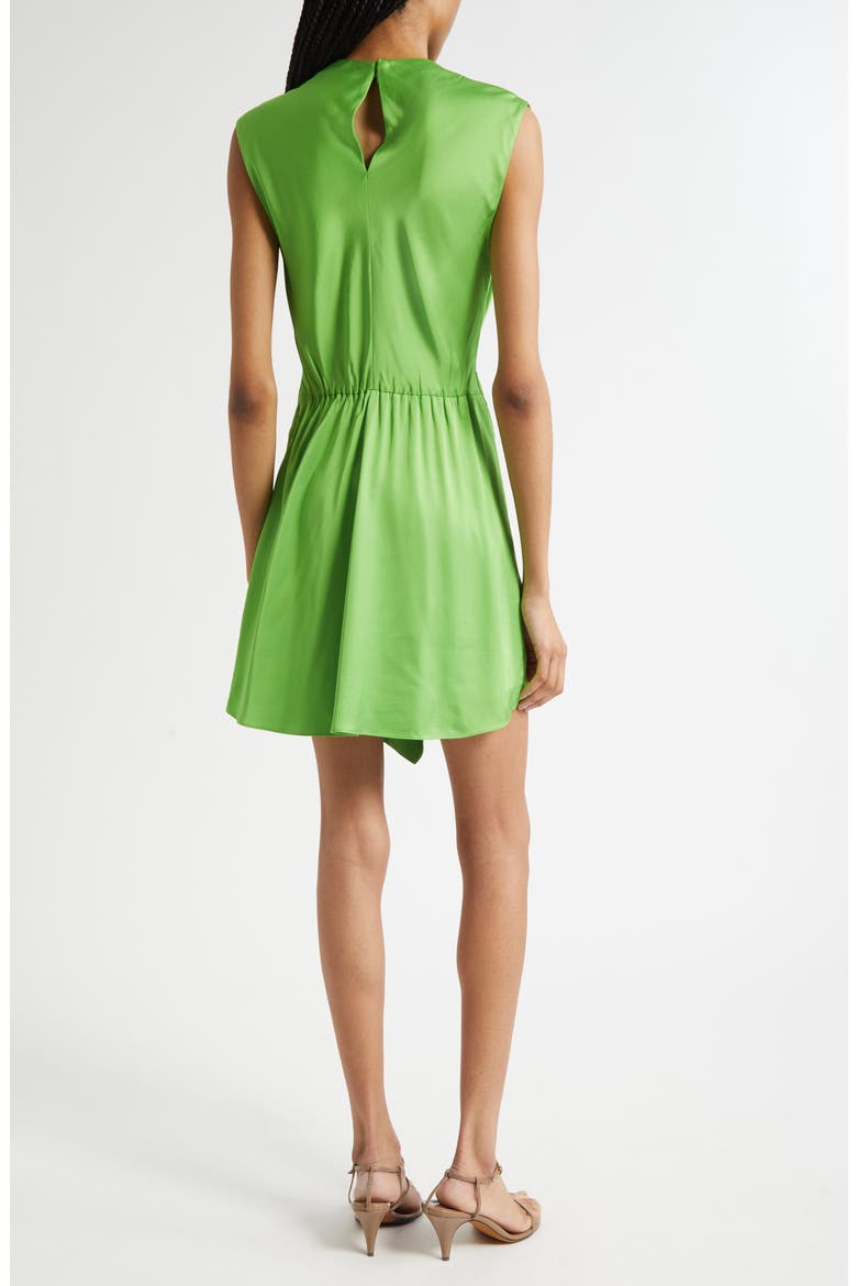 Dion Gathered Satin Minidress, Alternate, color, LILY GREEN