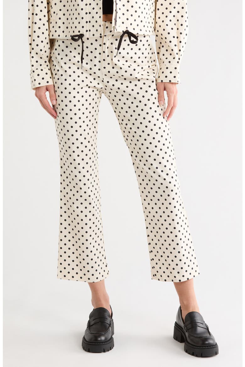 Slim Fit Crop Flare Trousers, Main, color, WHITE BLACK POLKA DOT
