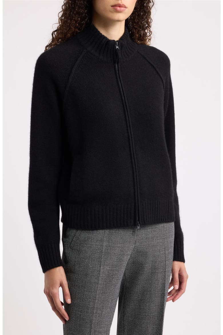 Cashmere Zip Cardigan, Alternate, color, BLACK