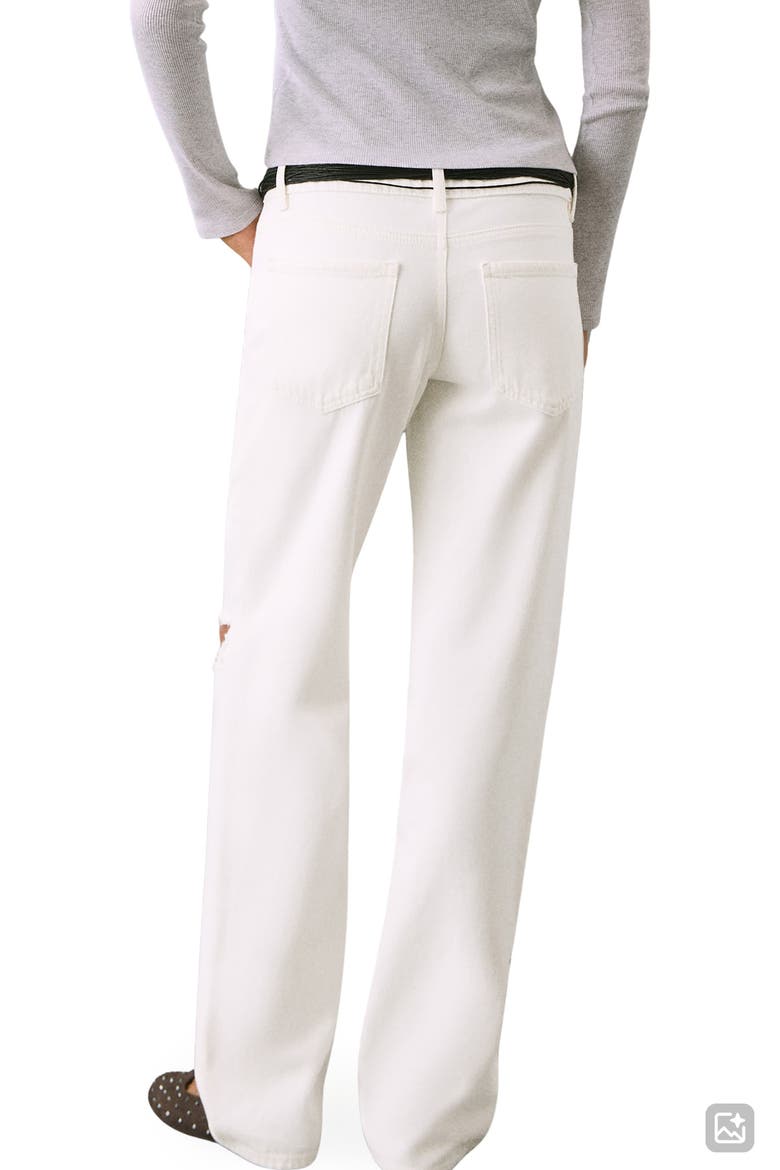 Ripped Low Rise Straight Leg Jeans, Alternate, color, OFF WHITE