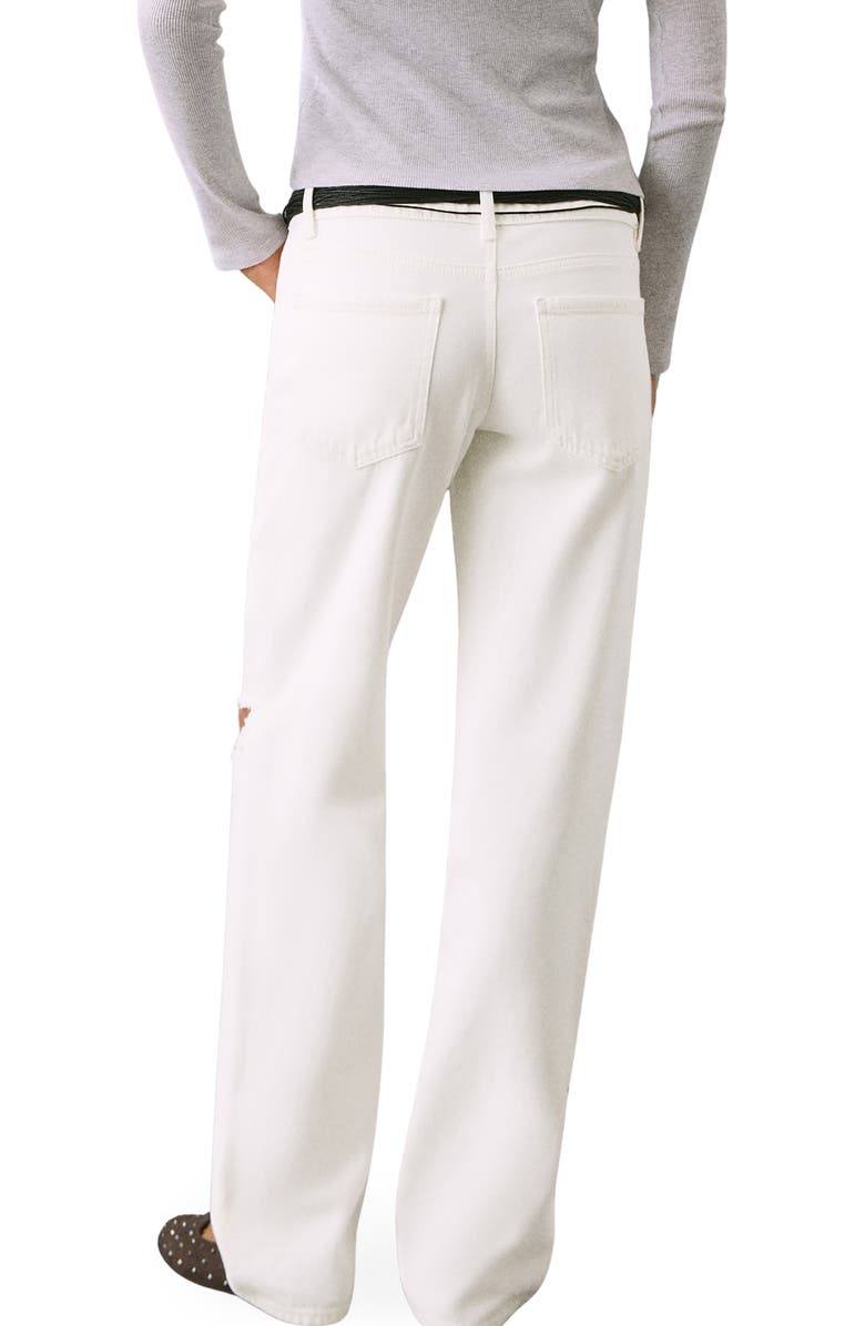 MANGO TEEN Ripped Low Rise Straight Leg Jeans, Alternate, color, Off White