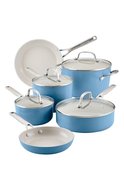Hard Anodized Ceramic Aluminum Nonstick 10-Piece Cookware Set with Lids
