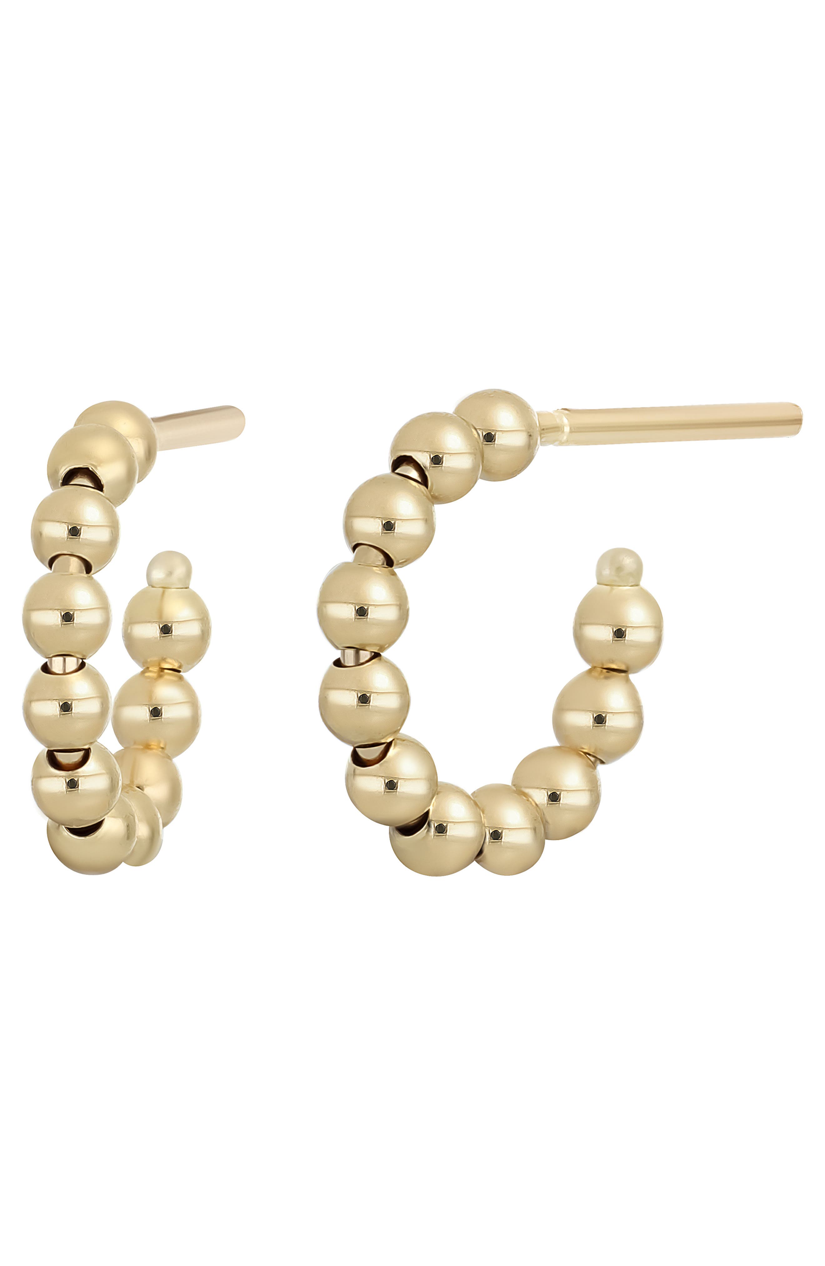 Bony Levy 14K Yellow Gold Beaded Huggie Hoop Earrings (Nordstrom ...