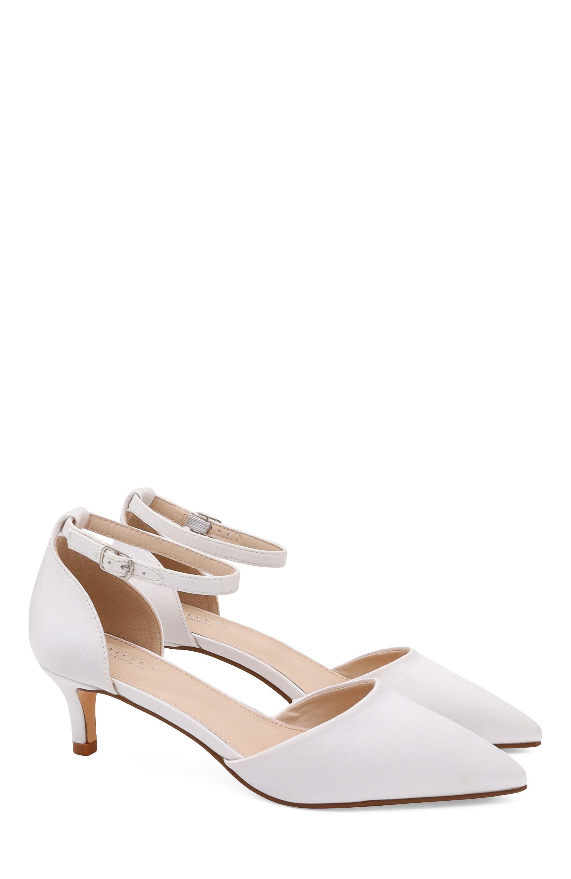 Farah Satin Pointed Toe Kitten Heel, Alternate, color, White
