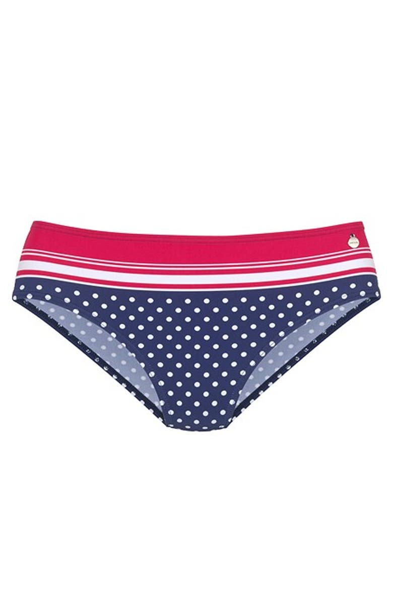 LASCANA Women's Striped Polka Dot Classic Bikini Bottom, Alternate, color, Blue Multi