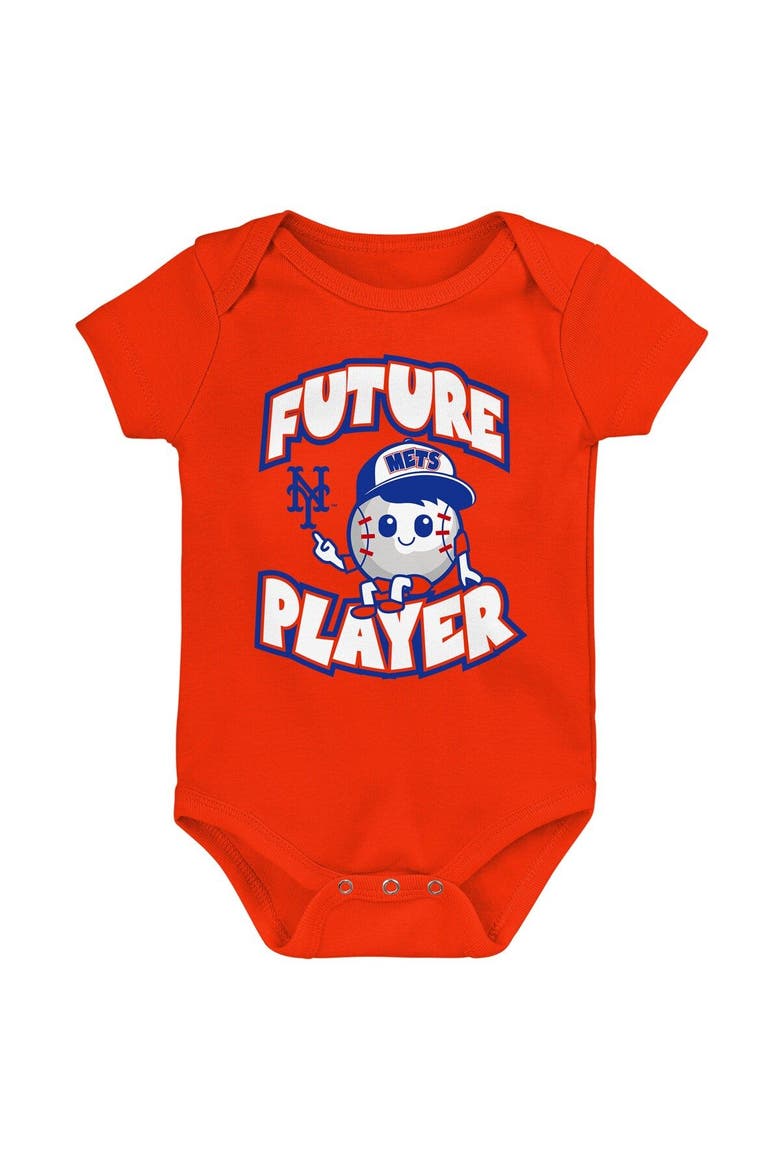 Newborn & Infant Orange/Royal/White New York Mets Minor League Player Three-Pack Bodysuit Set, Alternate, color, Orange