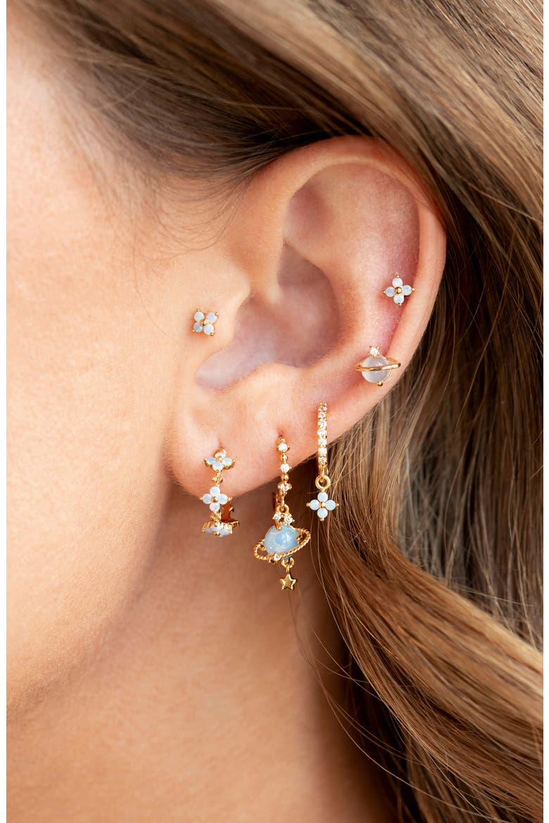 Blue Jupiter Dangle Earrings, Alternate, color, GOLD