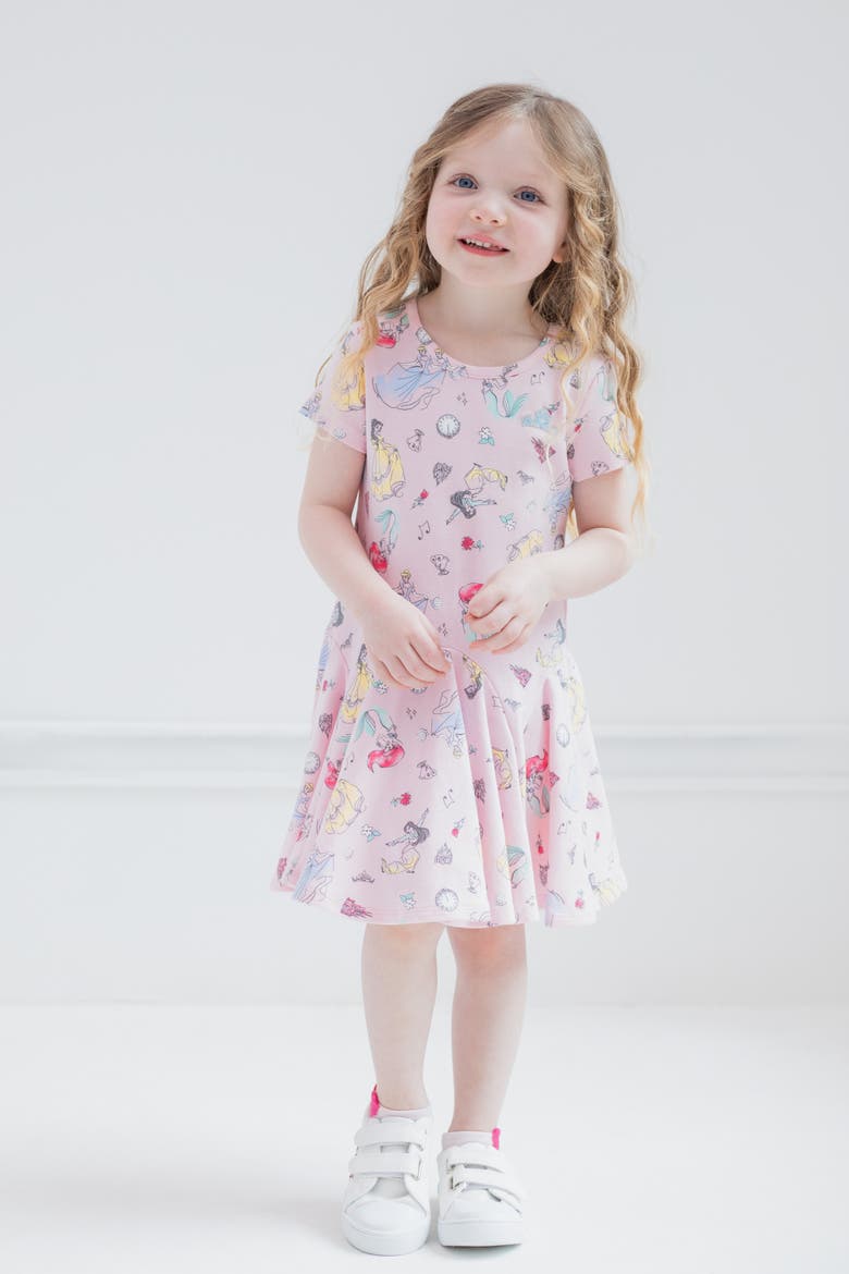 Princess Short Sleeve Skater Dress, Alternate, color, Princess Pink