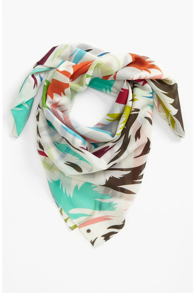 'Keep Flowing' Cotton & Silk Scarf, Main, color, WHITE MULTI