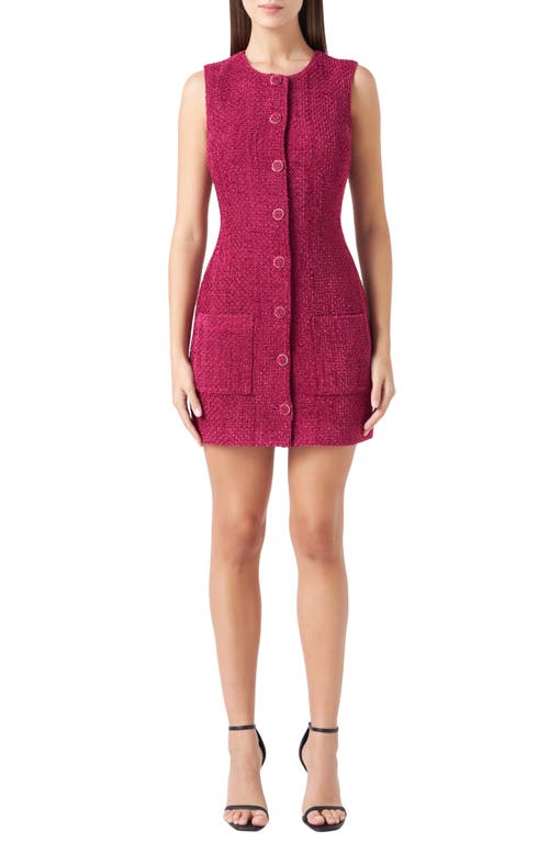 Endless Rose Women's Tweed Sleeveless Shift Dress In Bordeaux