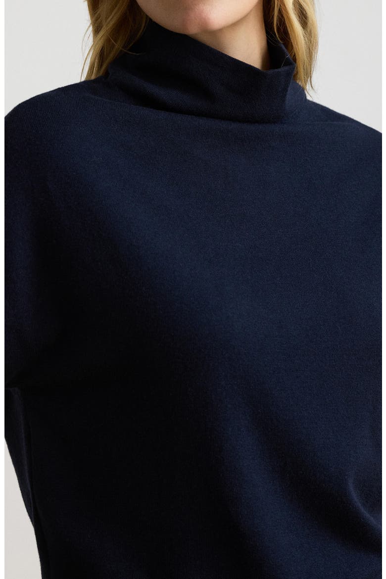 Cotton & Modal Cap Sleeve Mock Neck Top, Alternate, color, LAUREN NAVY BLUE