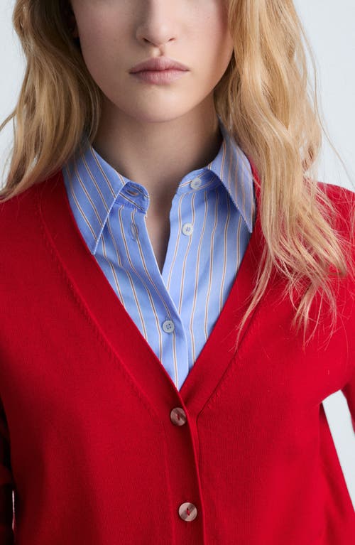 Mango Luka V-neck Cardigan In Red