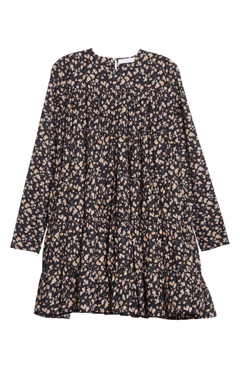 Merlette Soliman Floral Tiered Long Sleeve Pima Cotton Dress, Alternate, color, 