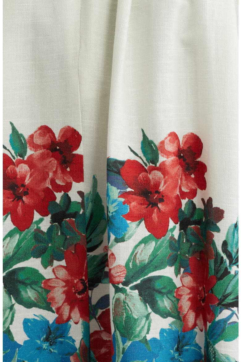 Belted Border Print Sleeveless Midi Dress, Alternate, color, IVORY MULTI