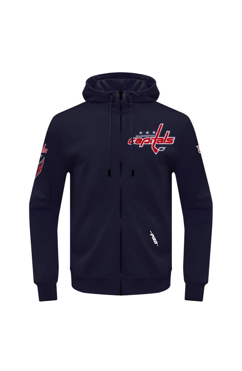PRO STANDARD Men's Pro Standard Navy Washington Capitals Classic Chenille Full-Zip Hoodie Jacket, Alternate, color, 
