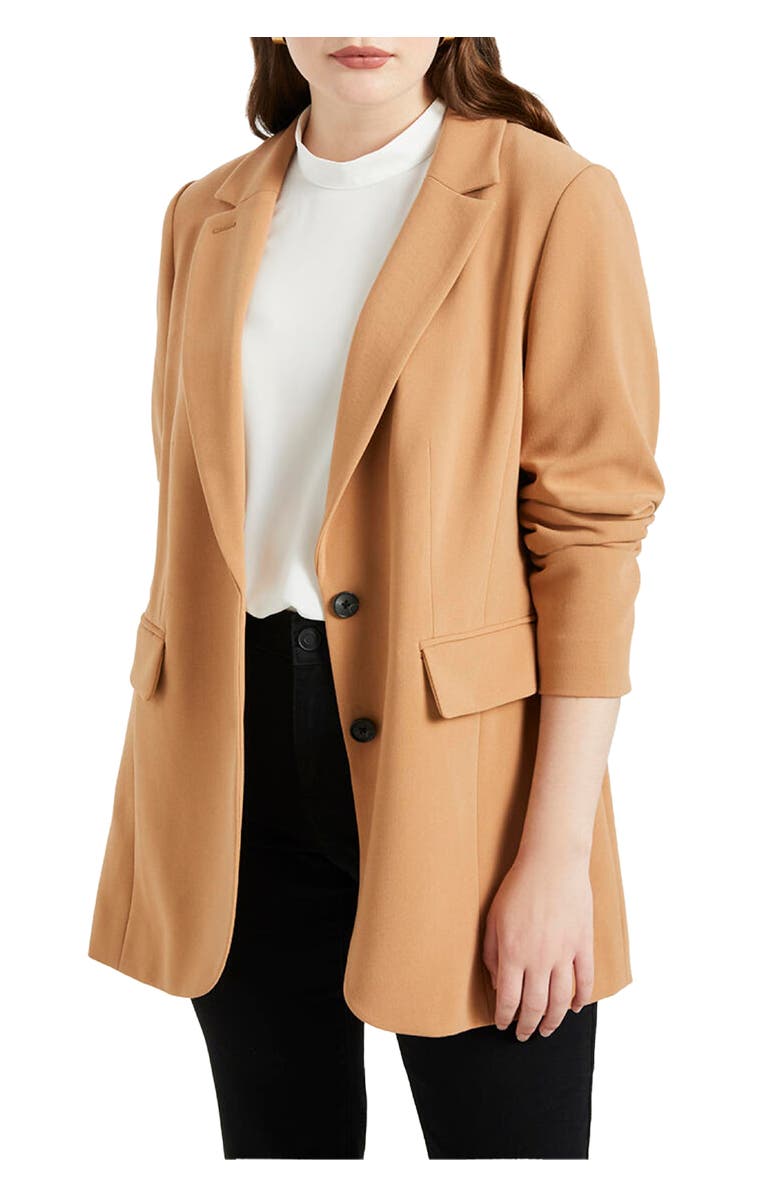 ELOQUII The 365 Semi Stretch Two Button Blazer, Main, color, Biscuit