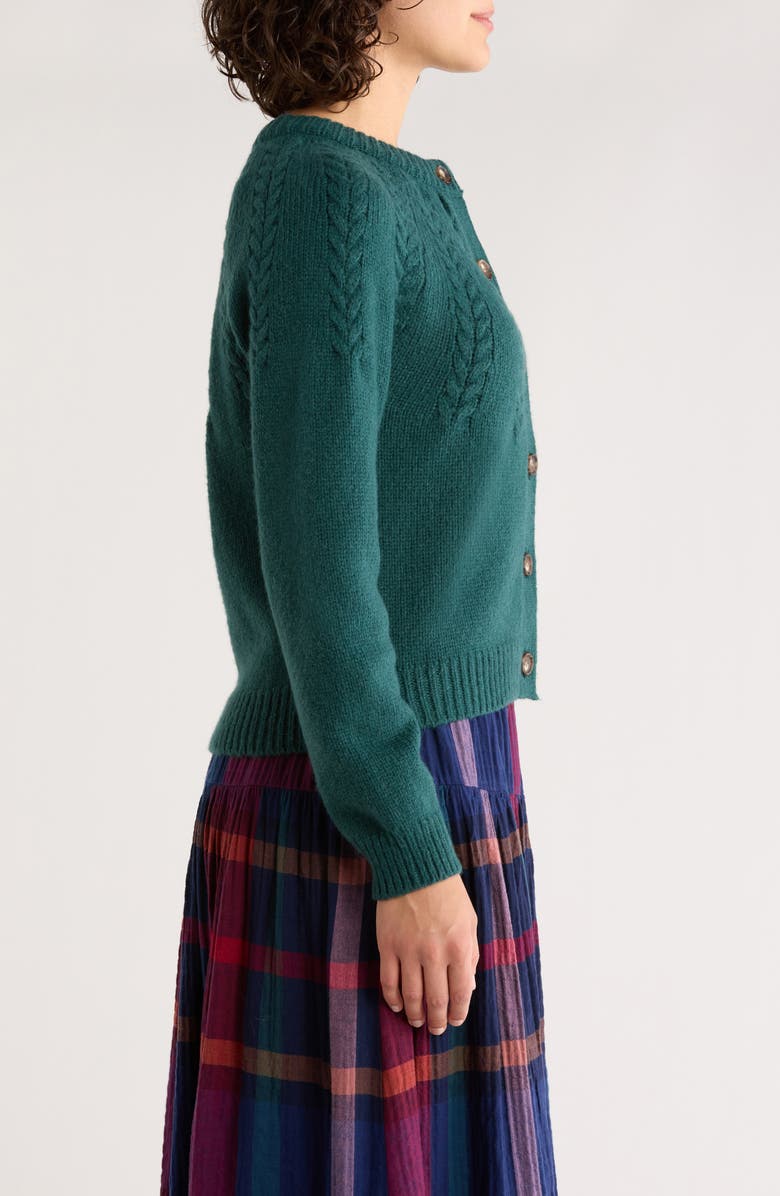 Marine Layer Everly Cable Stitch Cardigan, Alternate, color, Deep Sea