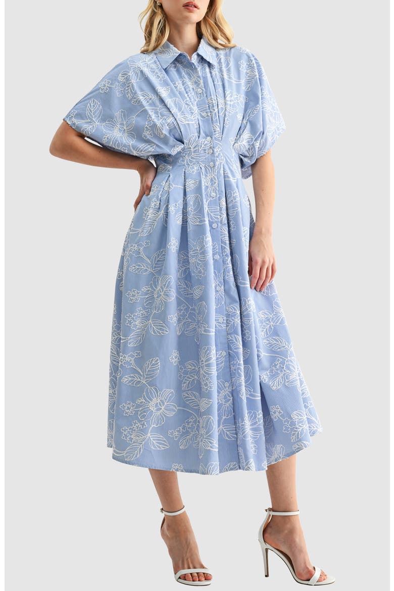 Embroidered Stripe Midi Shirtdress, Alternate, color, BLUE WHITE