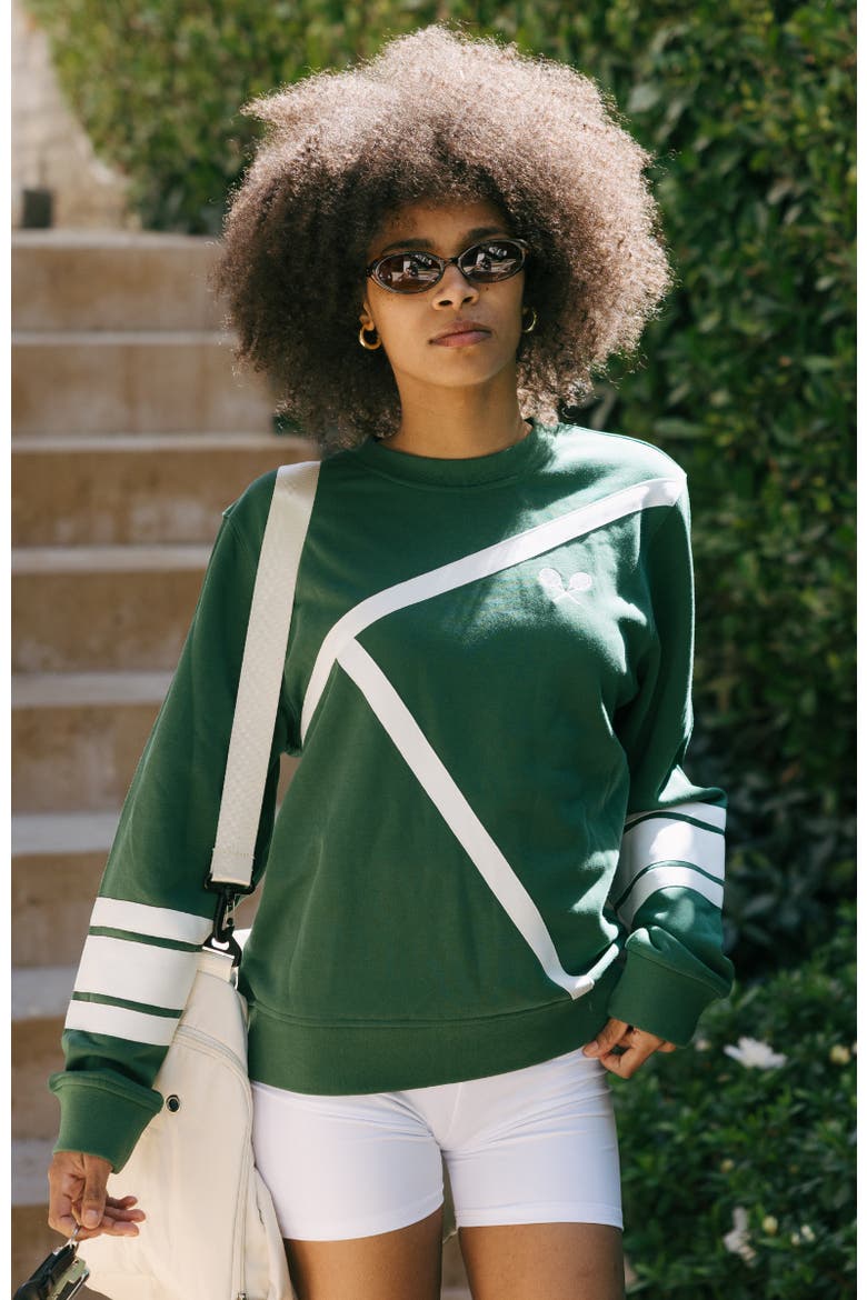 Elle Sweatshirt - Tennis Lines, Alternate, color, Green