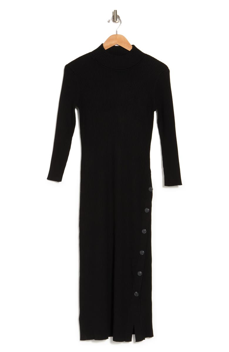 Calvin Klein Mock Neck Side Button Sweater Dress, Alternate, color,