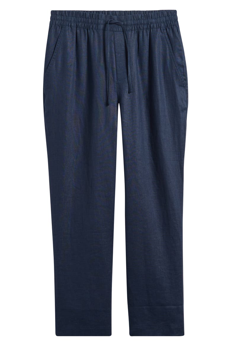 Avila Straight Leg Linen Drawstring Pants, Alternate, color, NAVY