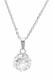 Simulated Diamond Solitaire Pendant Necklace