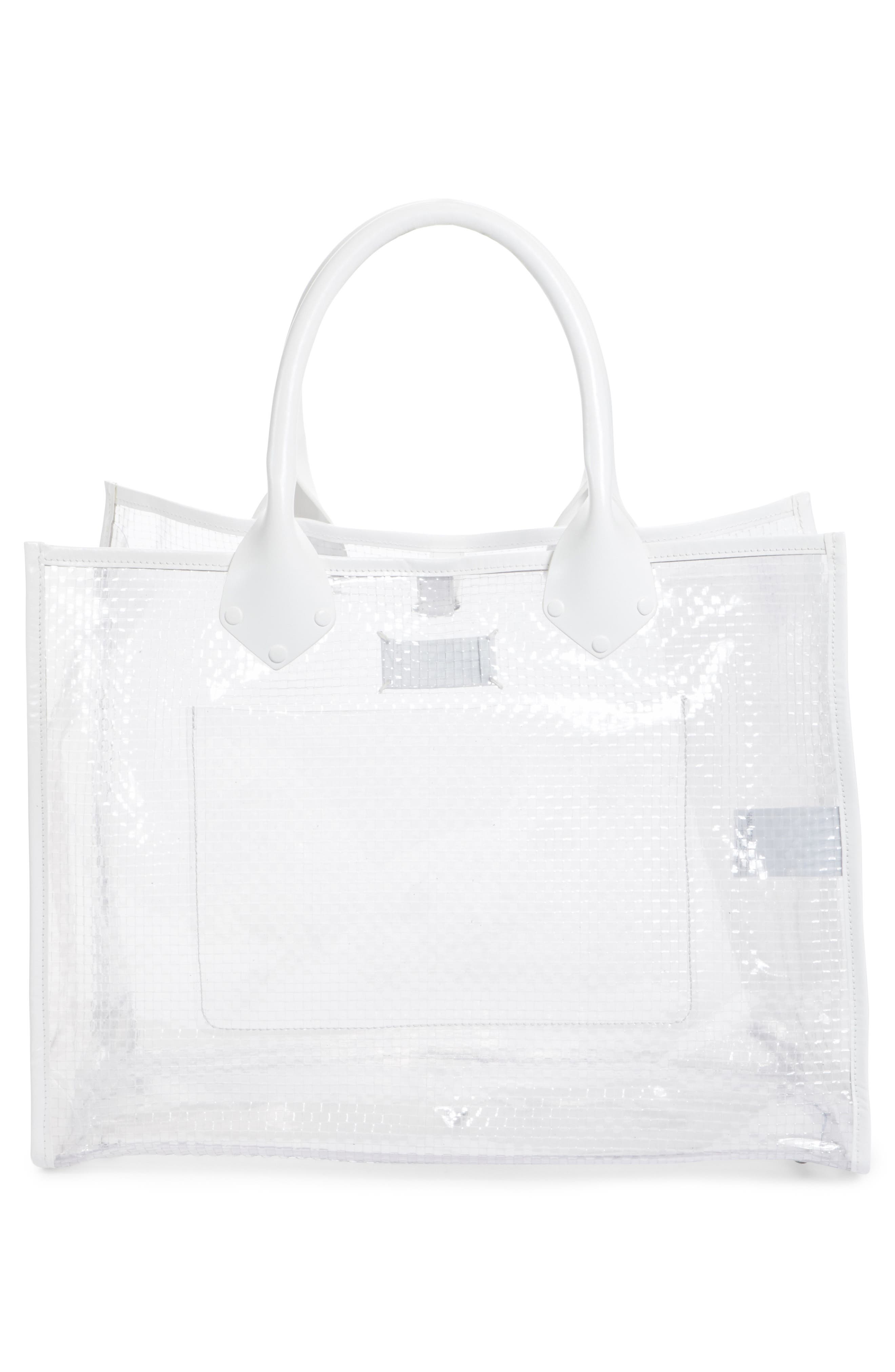 Textured Transparent Tote, Alternate, color, TRANSPARENT WHITE