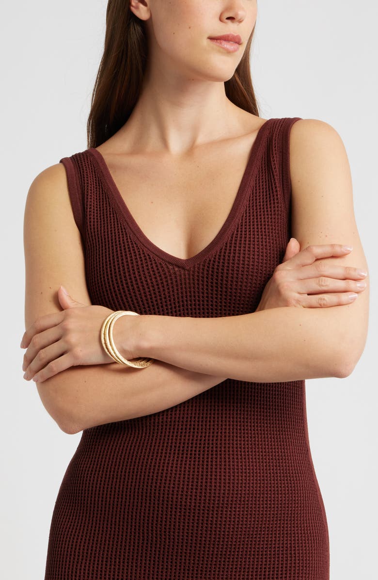 Nordstrom Set of 3 Hammered Bangles, Alternate, color, Matte Gold