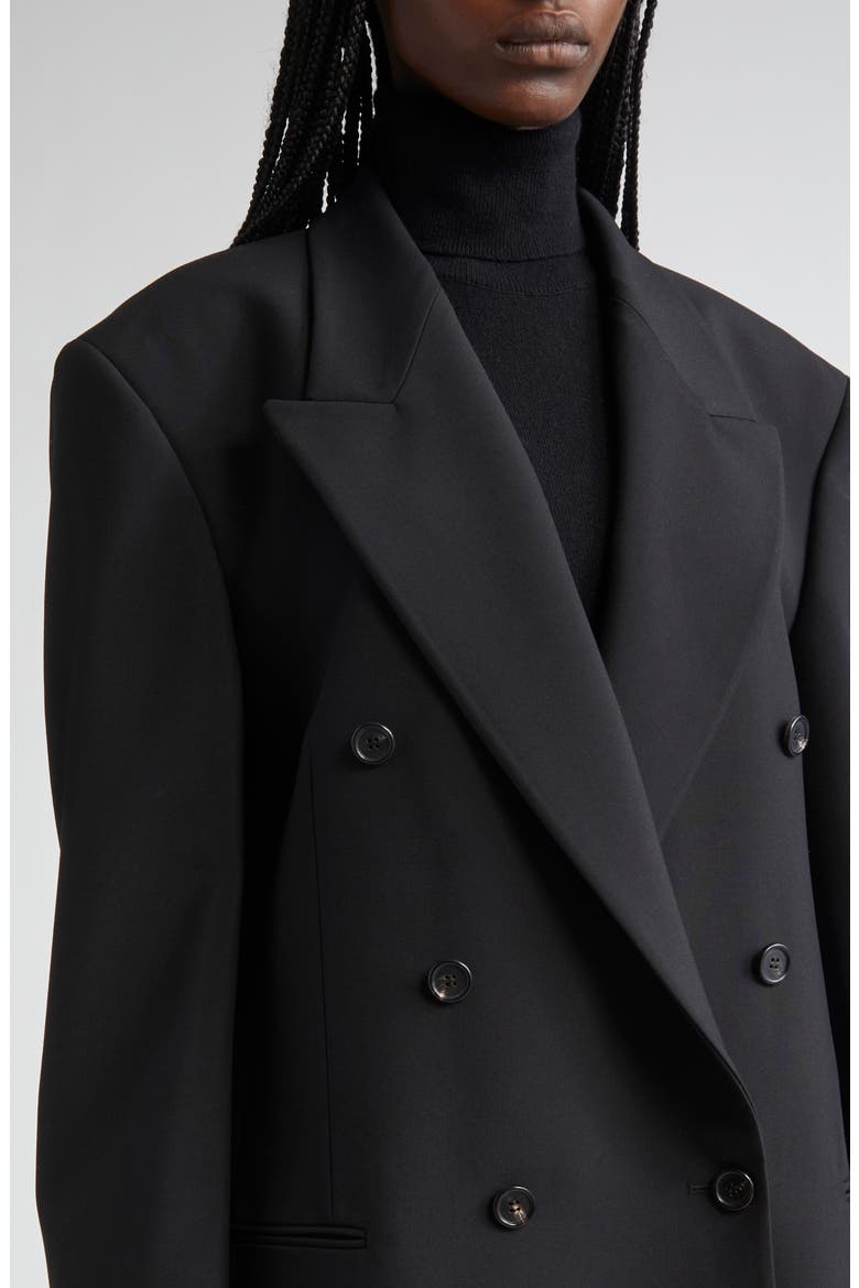 Shawn Double Breasted Virgin Wool Blazer, Alternate, color, BLACK