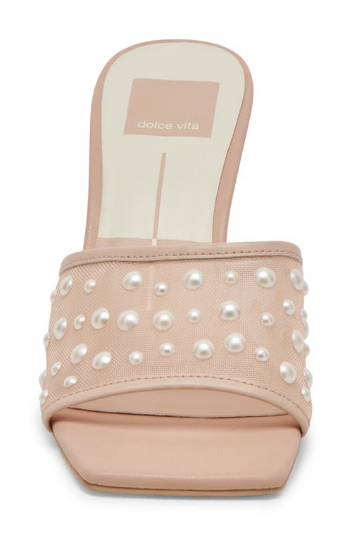 Dolce Vita Nadra Faux Pearl Mesh Mule Sandal In Blush Mesh
