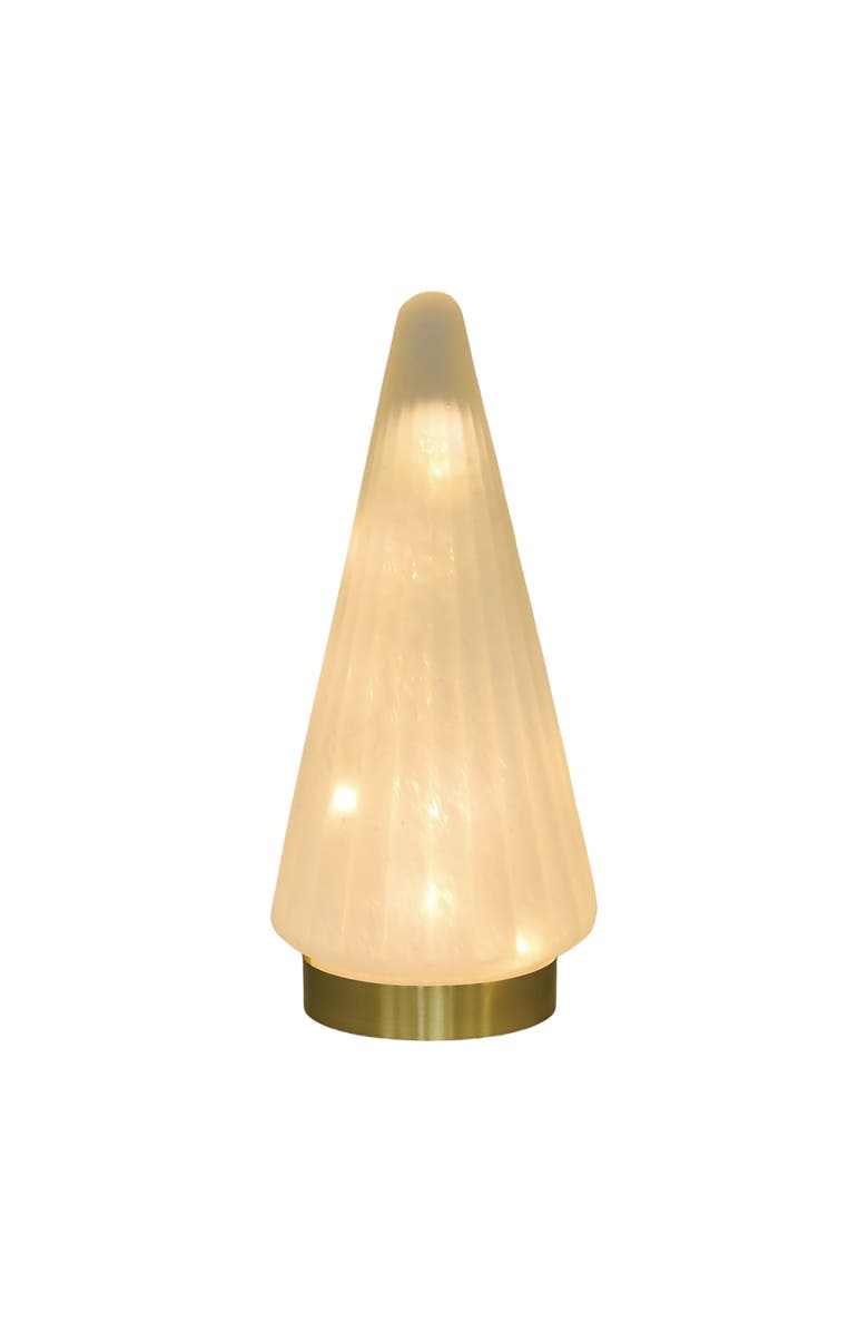 Transpac Light Up White Frosted Glass Tree Decorative Object Battery Operated, Main, color, White
