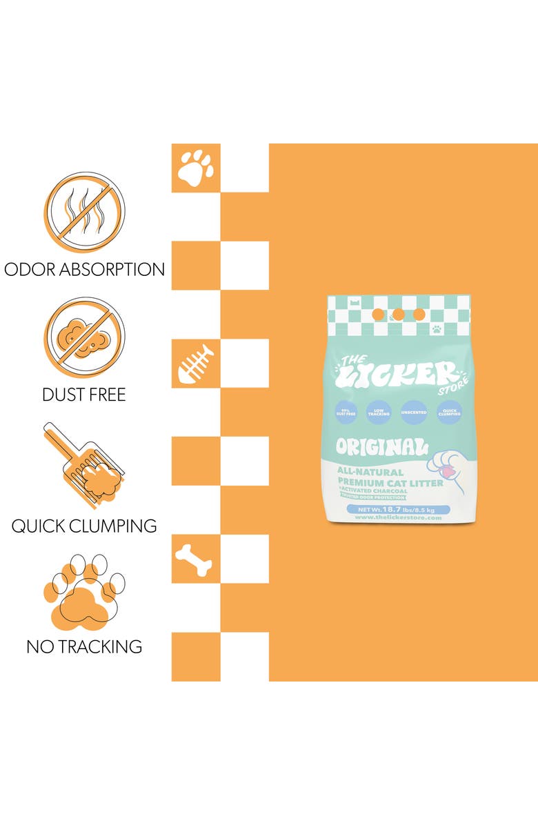 The Licker Store Unscented Premium Clumping Bentonite Clay Cat Litter w/Activated Charcoal, Alternate, color, 37 Lb