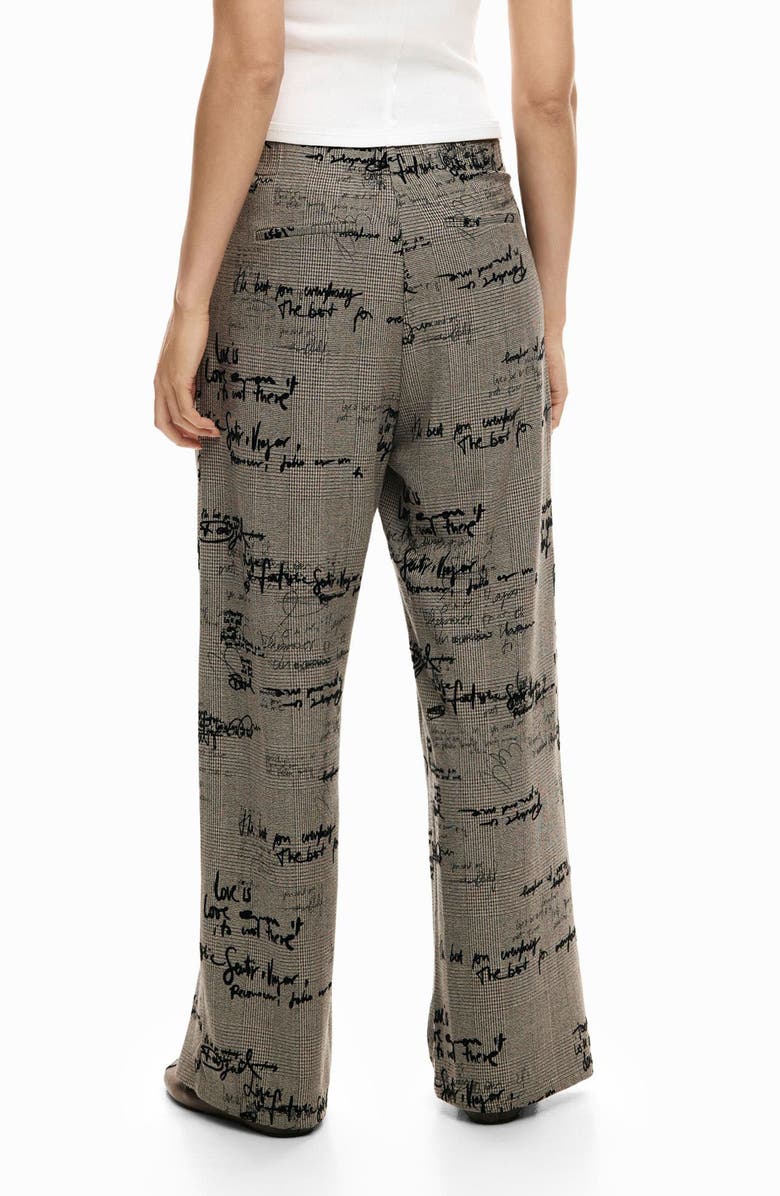 Desigual Check Print Pleat Front Pants, Alternate, color, 