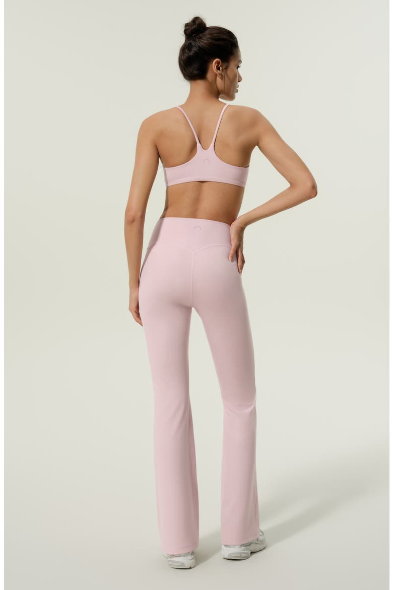 Women's Silk Contour High Rise Flared Drape Flow Leggings, Alternate, color, Pink Haze