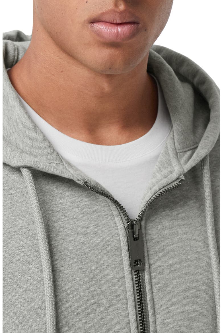 Check Panel Cotton Hoodie, Alternate, color, PALE GREY MELANGE