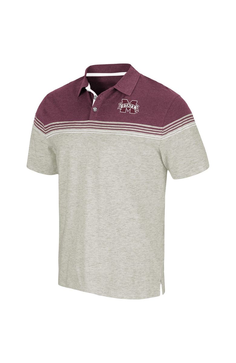 COLOSSEUM Men's Colosseum Oatmeal/Maroon Mississippi State Bulldogs Hill Valley Polo, Alternate, color,