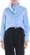 English Factory Stripe Ruffle Shirt