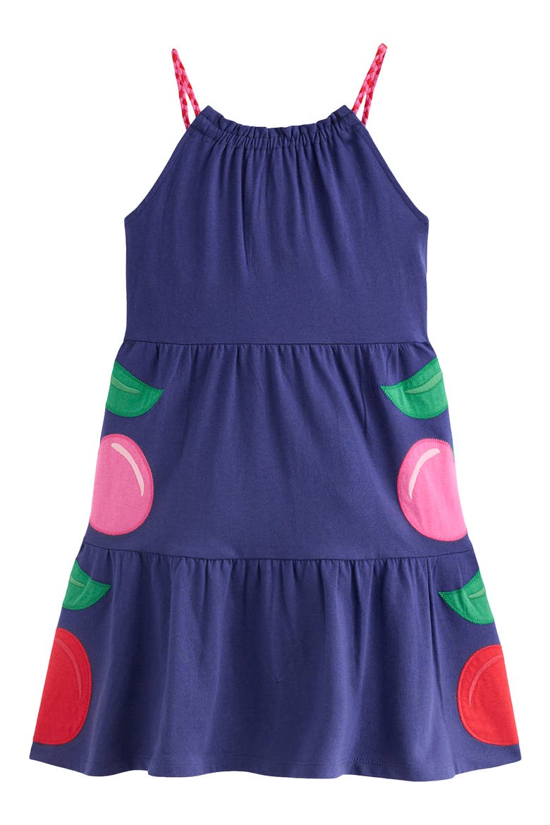 Kids' Enola Appliqué Cotton Jersey Dress, Alternate, color, STARBOARD BLUE GIANT CHERRIES