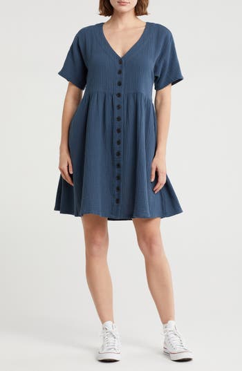 Madewell Lightspun Button Front Minidress