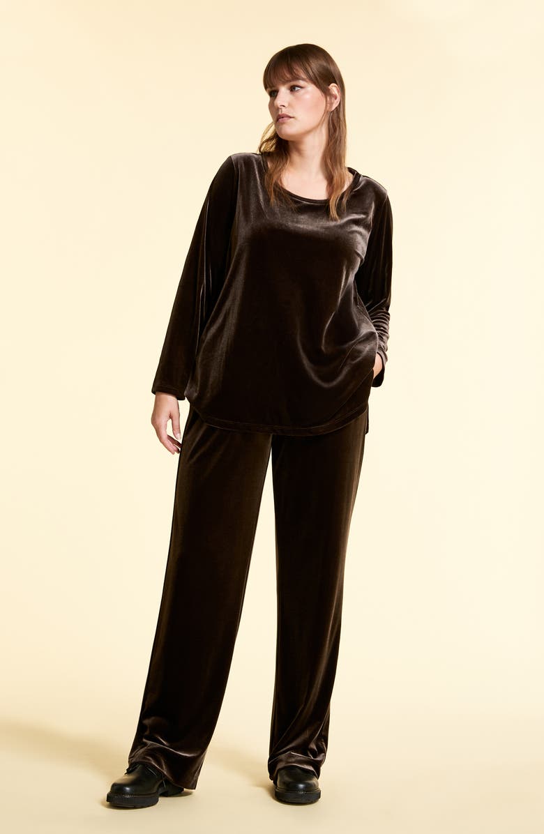 Marina Rinaldi Velvet Jersey Pants, Alternate, color,
