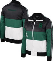 THE WILD COLLECTIVE Women's The Wild Collective  Green Michigan State Spartans Color-Block Puffer Full-Zip Jacket