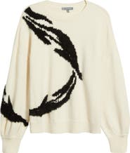 Wit & Wisdom Mixed Media Blouson Sleeve Sweater