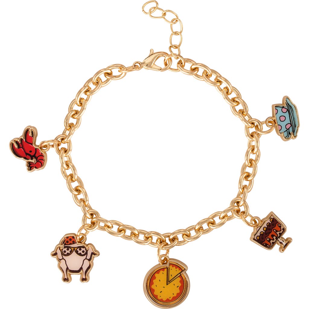 Friends Fashion Charm Bracelet, 5 Charms, 7" + 1" Extender In Gold