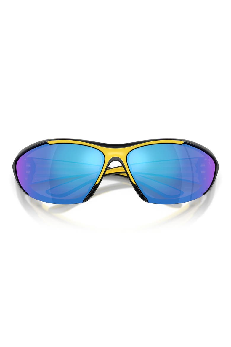 73mm Cat Eye Sunglasses, Alternate, color, BLACK SHINY / MIRROR BLUE