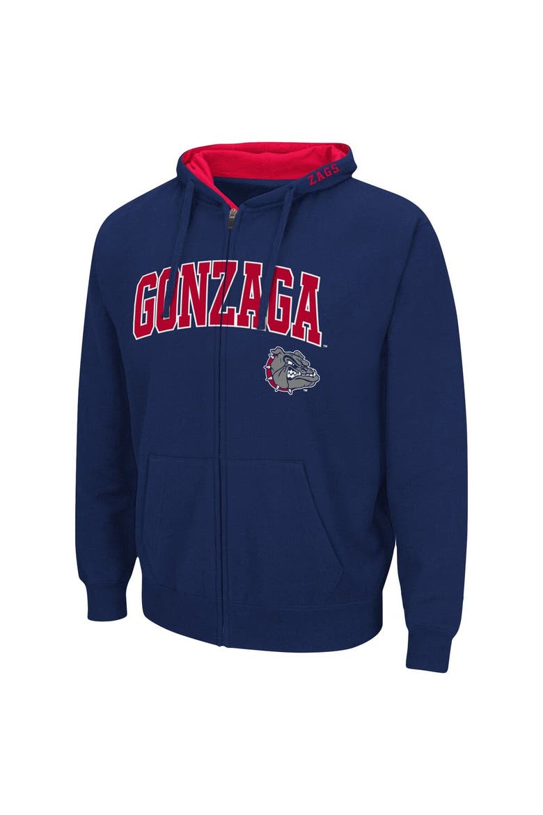 Men's Colosseum Navy Gonzaga Bulldogs Arch & Logo 3.0 Full-Zip Hoodie, Alternate, color, Navy