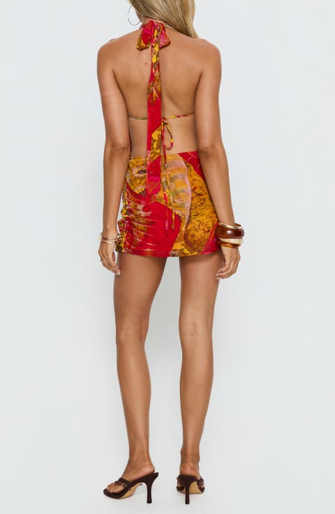 Snakepit Halter Plunge Minidress