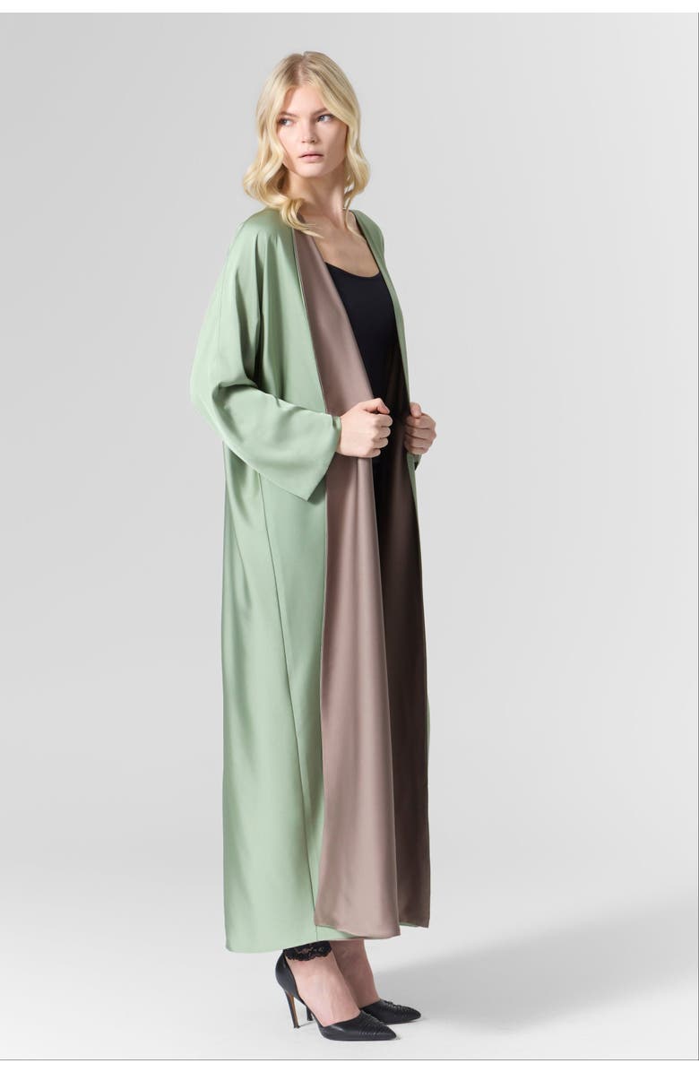 Le Fafo Luna Reversible Silk Cardigan/Cover-Up, Main, color, Green / Brown
