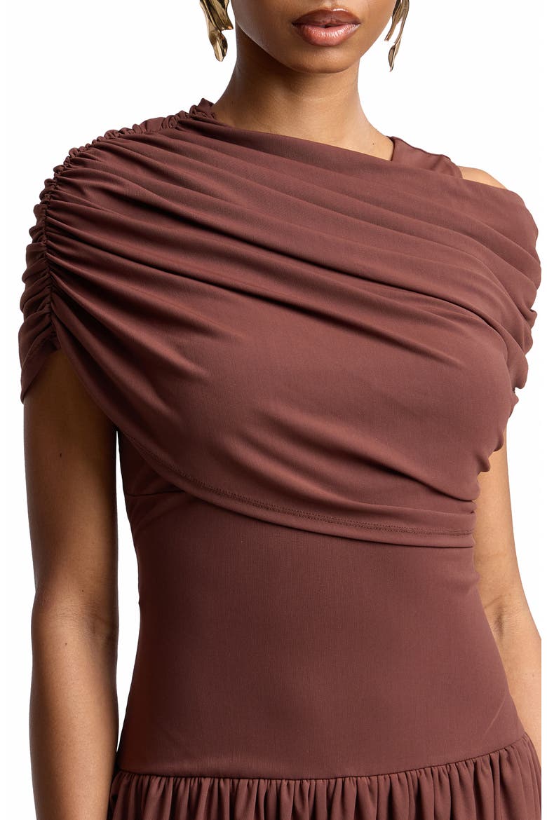 Draped Minidress, Alternate, color, CHOCOLATE