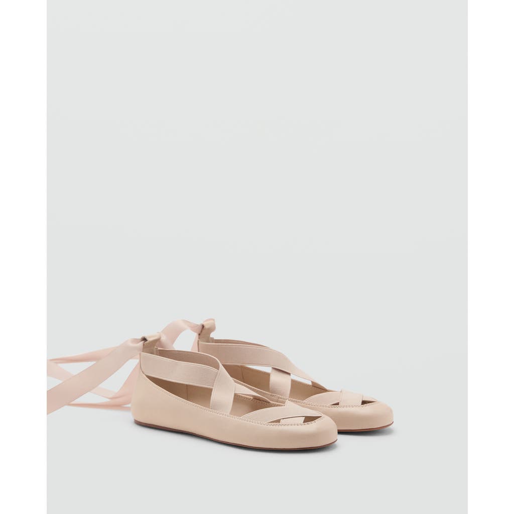 Mango Ankle Wrap Ballet Flat In Neutral