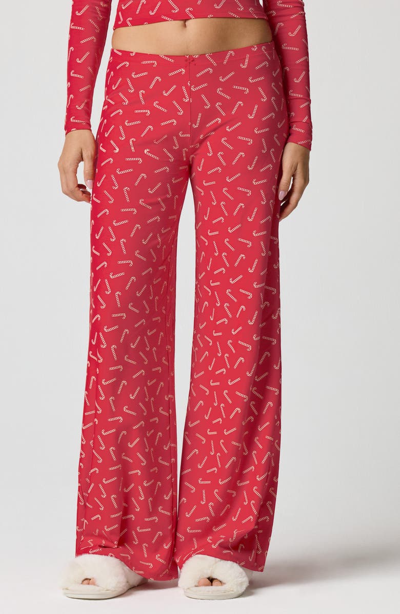 Florence by Mills Rib Print Pants, Main, color, Scarlet Candy Cane